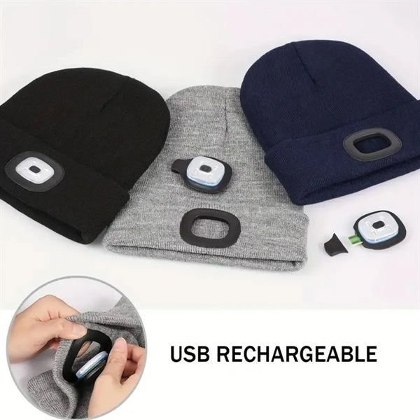 USB Rechargeable Led Knitted Beanie Hat