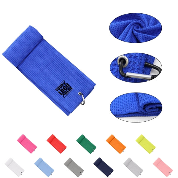 Quick Dry Microfiber Golf Towel W/Metal Carabiner
