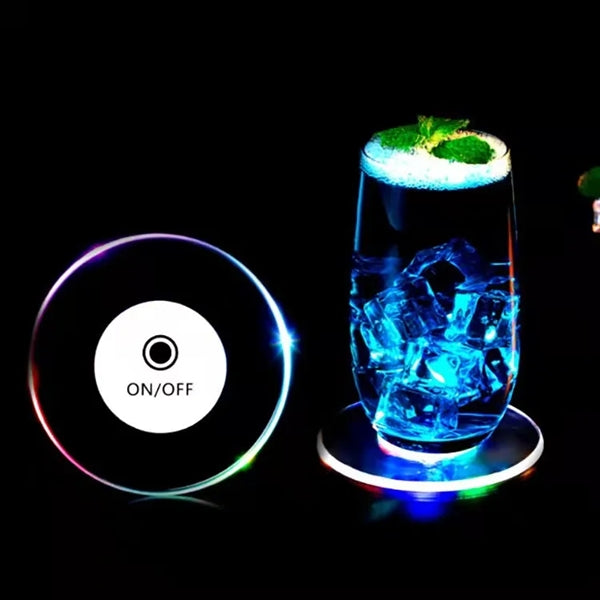Acrylic Non-Slip Waterproof Transparent LED Cocktail Coaster