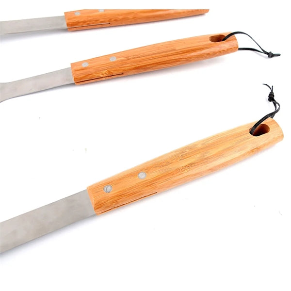 Stainless Wooden Handle 8 -Pieces Outdoor Barbecue Tool