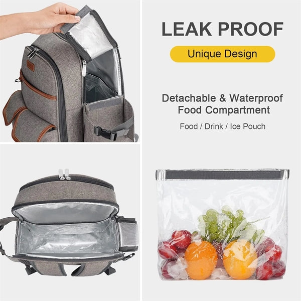 Picnic Backpack Set for 4 Persons with Bottle/Wine/Cutlery