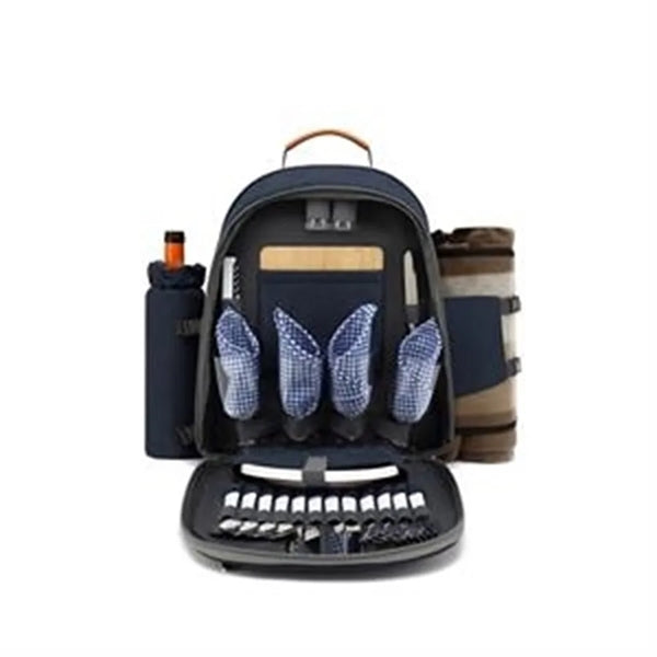 Picnic Backpack Set for 4 Persons with Bottle/Wine/Cutlery