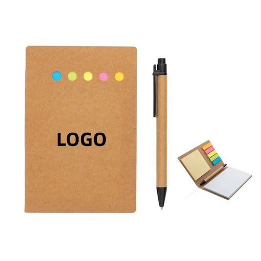 Kraft Notebook With Pen Sticky Notes