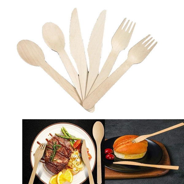Wooden Disposable Spoon Fork Knife Eco-friendly Cutlery
