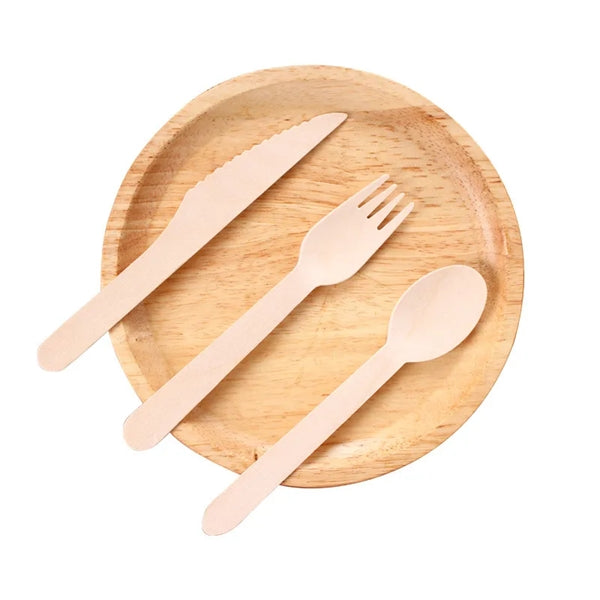 Wooden Disposable Spoon Fork Knife Eco-friendly Cutlery