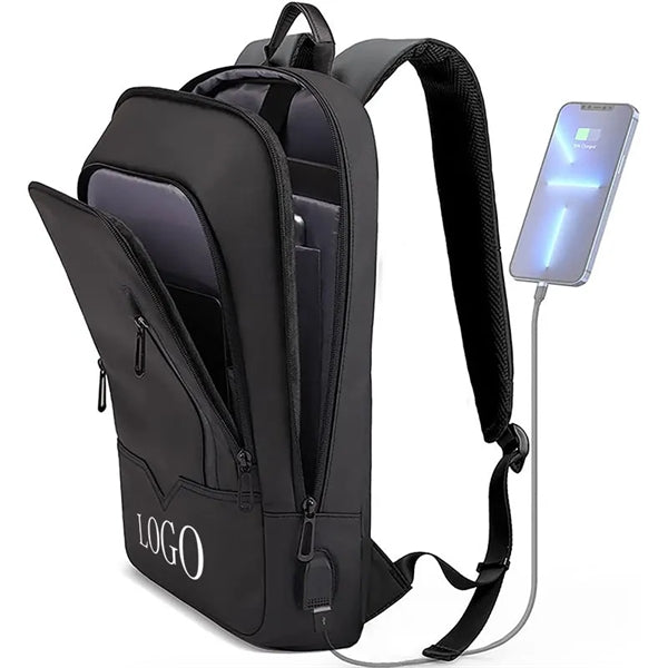 Business Slim Backpack With USB Charger