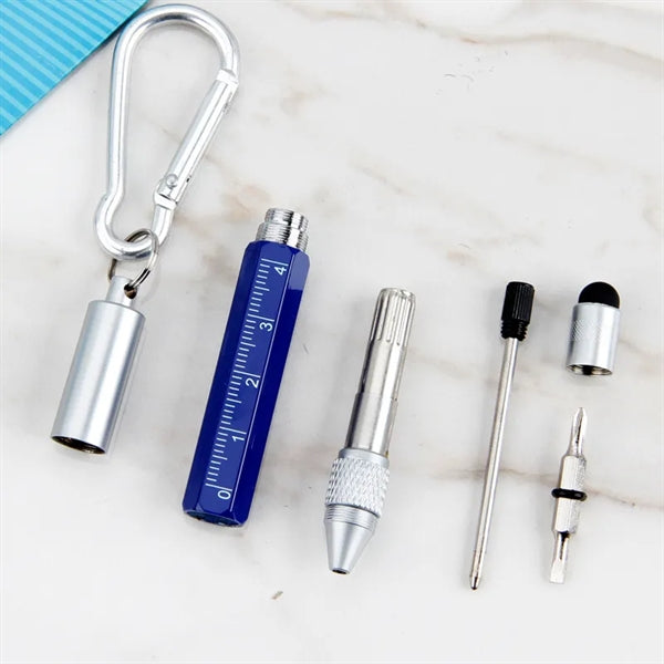 6 In 1 Multitool Pen With Key Ring Screwdriver Ruler