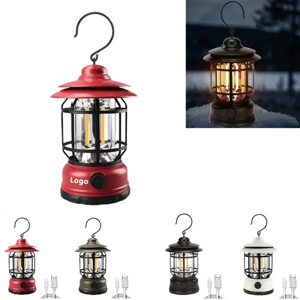 500LM Vintage LED Camping Lantern Rechargeable Light