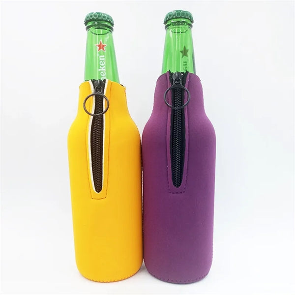 12 Oz Zipper Beer Bottle Coolies Cooler Insulator