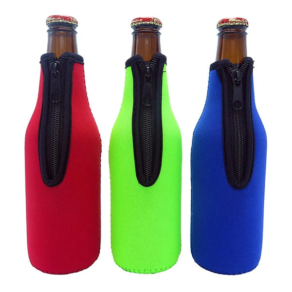 12 Oz Zipper Beer Bottle Coolies Cooler Insulator