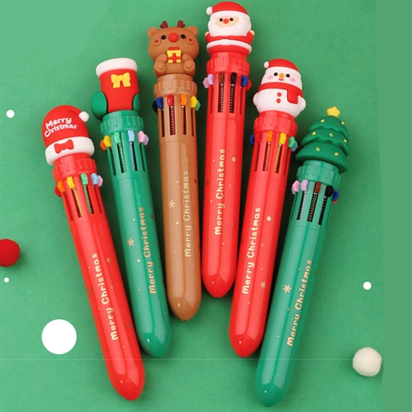 10 Colors Christmas Press Ballpoint Pen