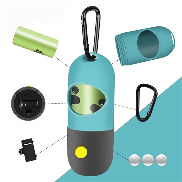 Poop Bag Dispenser With LED Flashlight