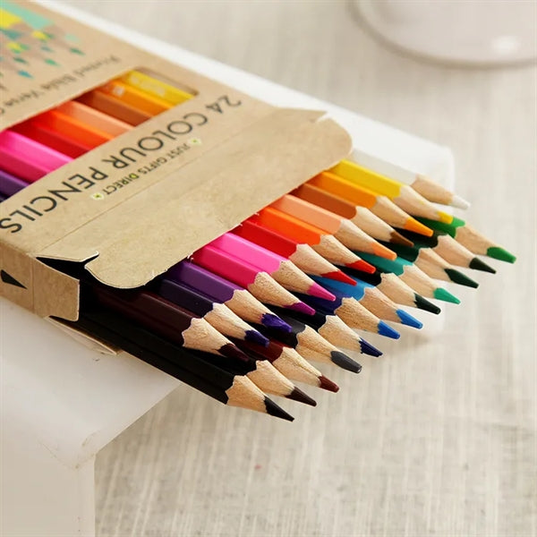 24 Pack colored pencils with paper case
