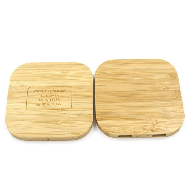 Bamboo Wireless Charger with 2 USB ports