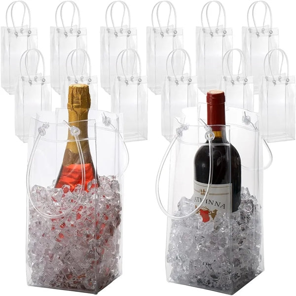 Portable Ice Wine Cooler Transparent PVC Bag with Handle