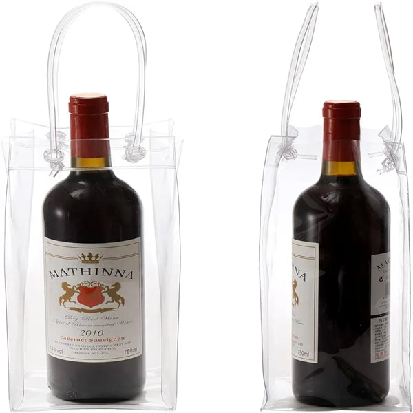 Portable Ice Wine Cooler Transparent PVC Bag with Handle