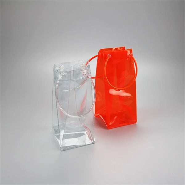 Portable Ice Wine Cooler Transparent PVC Bag with Handle