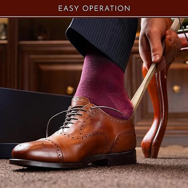 Pure solid wood shoehorn that can be easily operated