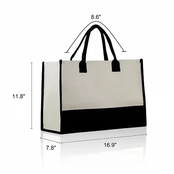 Initial Canvas Tote Bag for Wedding Birthday Beach Holiday