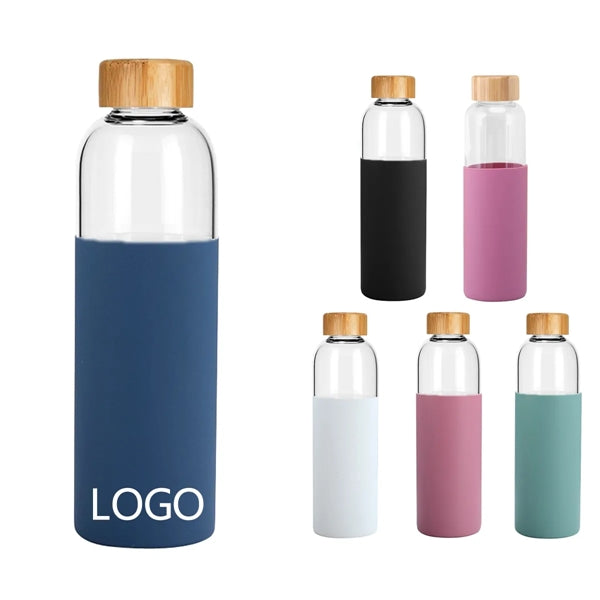 Motivational Glass Water Bottles with Sleeve and Lid