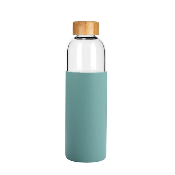 Motivational Glass Water Bottles with Sleeve and Lid