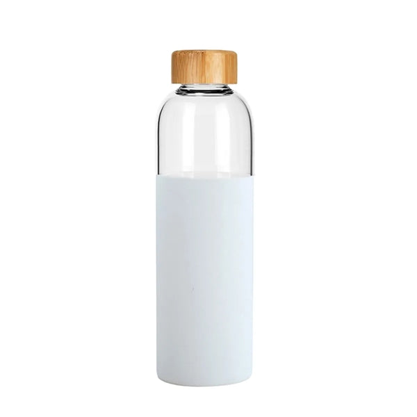 Motivational Glass Water Bottles with Sleeve and Lid
