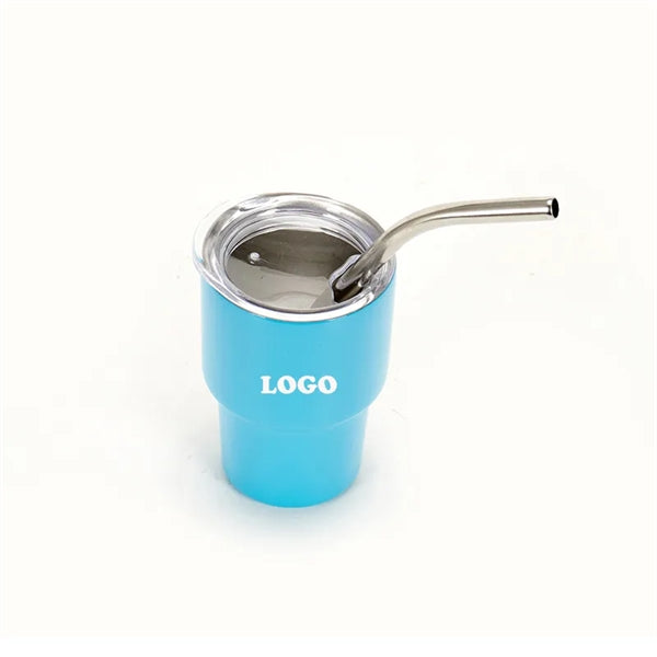 2 oz Shot Glass Mini Travel Tumbler with Straw