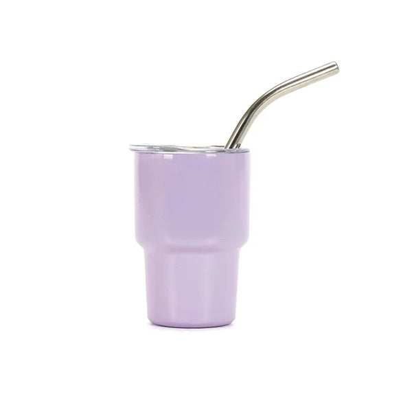 2 oz Shot Glass Mini Travel Tumbler with Straw