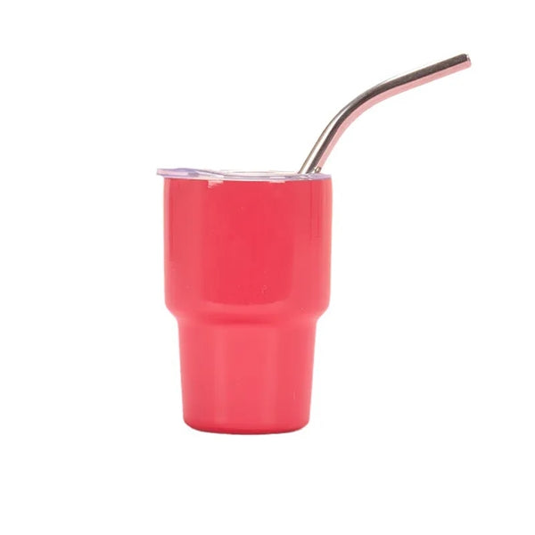 2 oz Shot Glass Mini Travel Tumbler with Straw