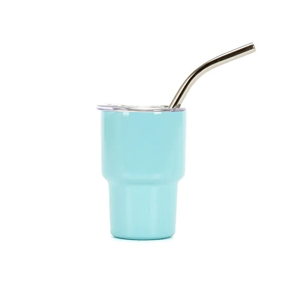 2 oz Shot Glass Mini Travel Tumbler with Straw