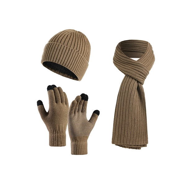 Winter Knitted Beanie Hat Scarf Glove Set