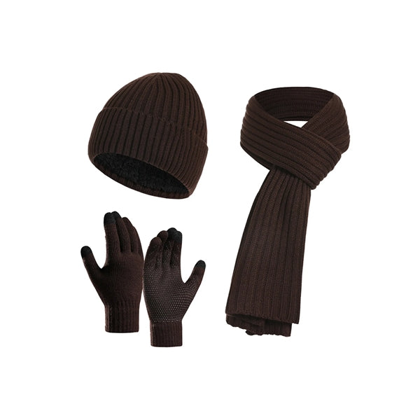 Winter Knitted Beanie Hat Scarf Glove Set
