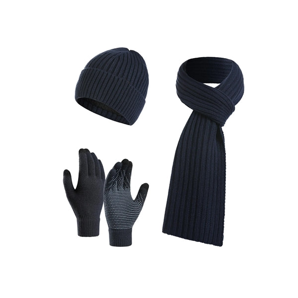 Winter Knitted Beanie Hat Scarf Glove Set