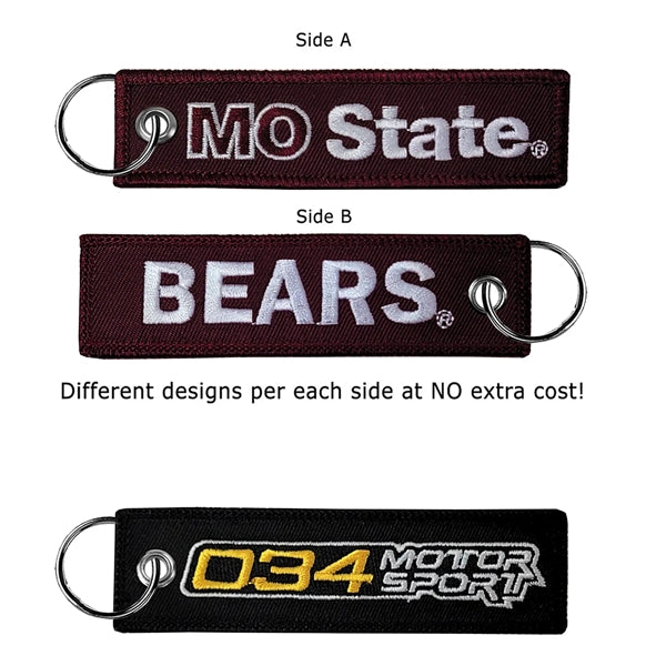 1 1/2" x 5" Two Sided Embroidered Key Ring