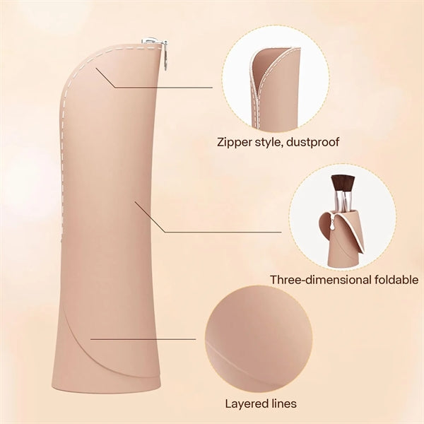 Portable Silicone Makeup Brush Holder with Zipper Closure