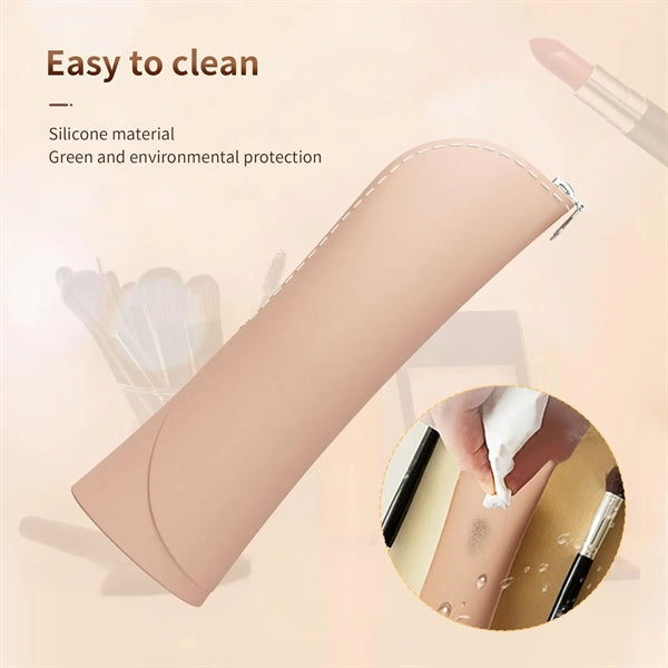 Portable Silicone Makeup Brush Holder with Zipper Closure