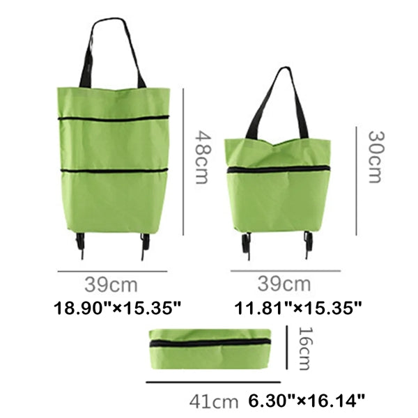 Collapsible Two-Stage Zipper Shopping Bag with Wheels