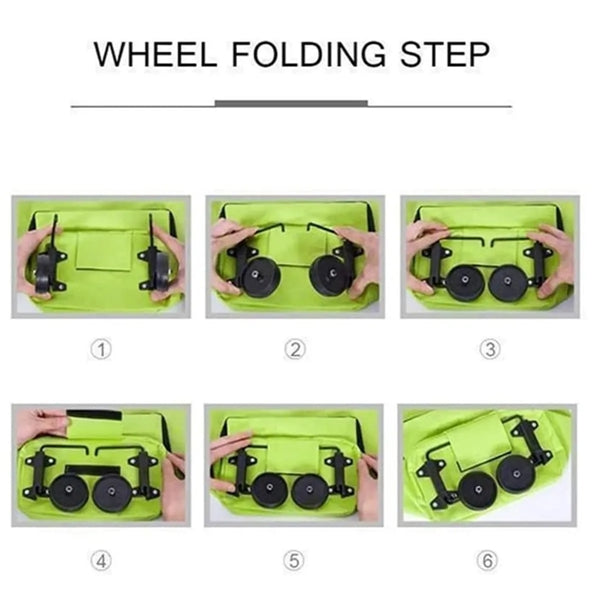 Collapsible Two-Stage Zipper Shopping Bag with Wheels