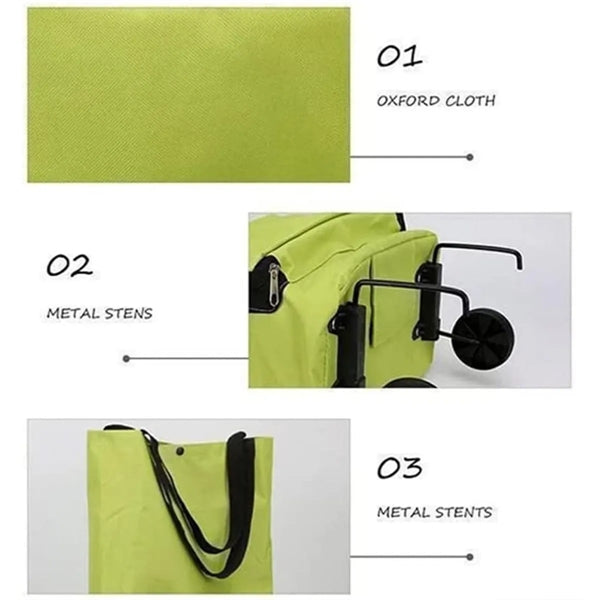 Collapsible Two-Stage Zipper Shopping Bag with Wheels