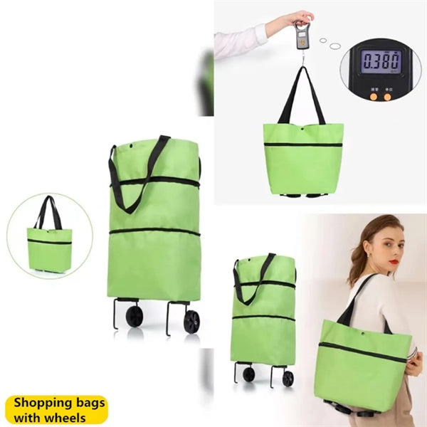 Collapsible Two-Stage Zipper Shopping Bag with Wheels
