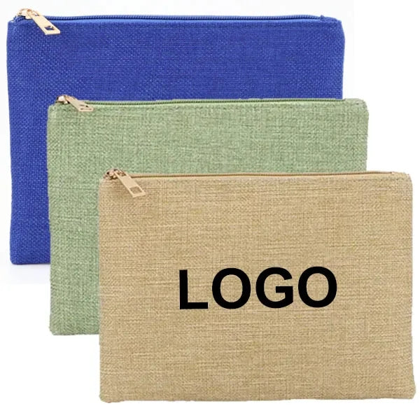 Jute Organizer Zipper Pouch