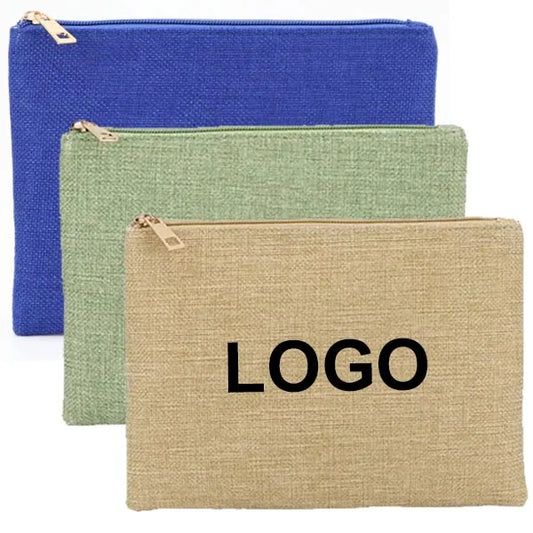 Jute Organizer Zipper Pouch