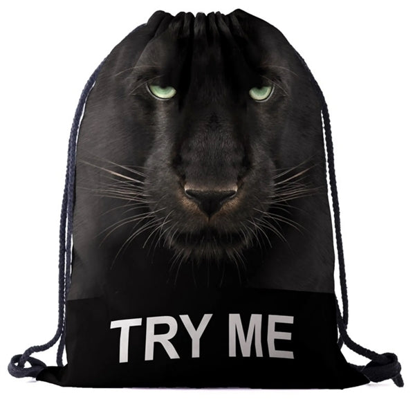 Lion Funny Animal 3D Effect Printed Cinch Bag