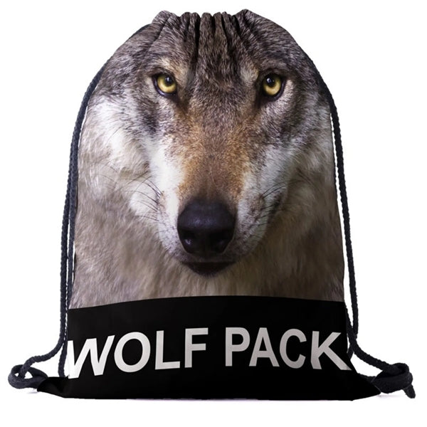 Lion Funny Animal 3D Effect Printed Cinch Bag