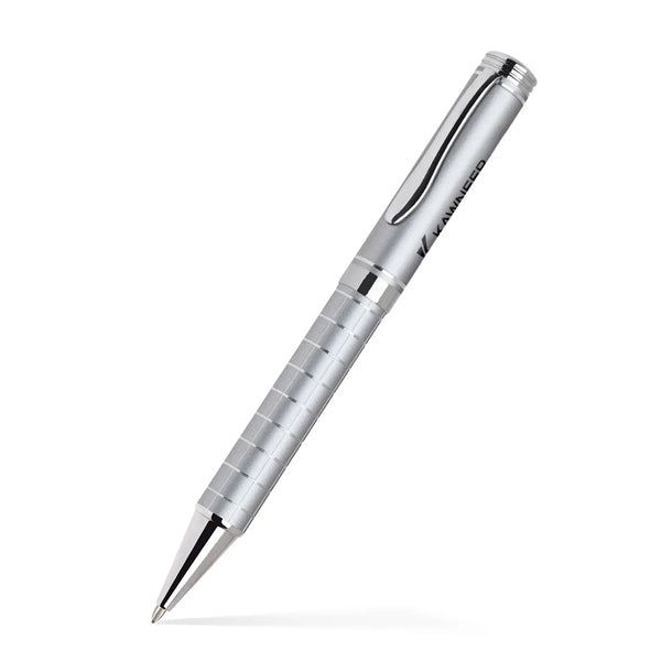 Grid Barrel Ballpoint Twist Metal Pen