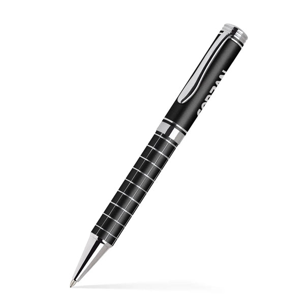 Grid Barrel Ballpoint Twist Metal Pen