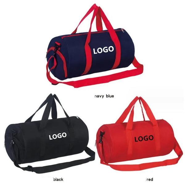 Round Duffel Bag with White Handles