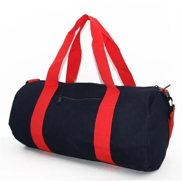 Round Duffel Bag with White Handles