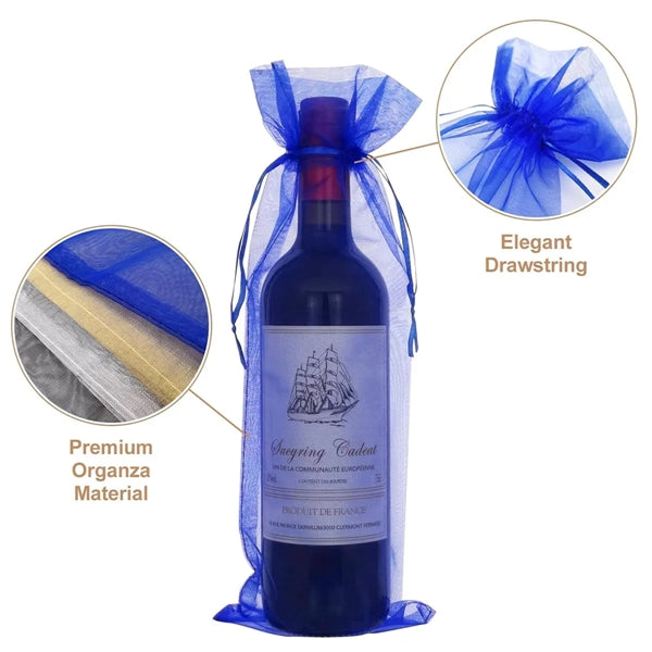Drawstring Organza Wine Bottle Gift Bag