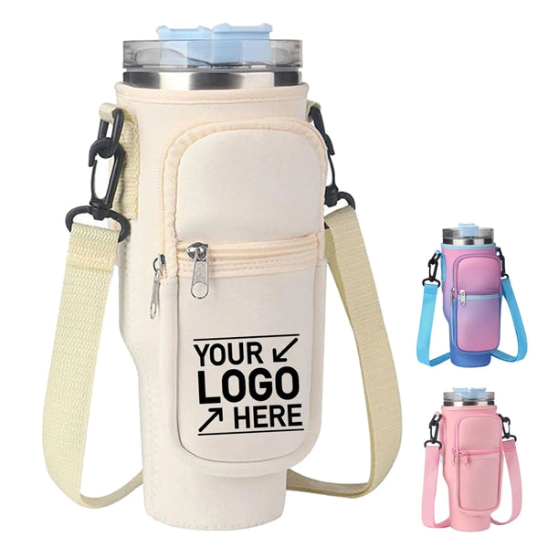 Water Bottle Carrier Bag Phone Pocket 40oz Tumbler Pouch